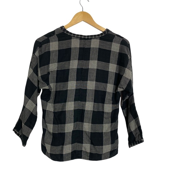 Madewell Boheme Popover Top Hayden Plaid Black White Size XXS - Picture 6 of 9